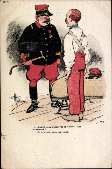 Künstler Ak Guillaume, Quand vous aperceves le Colonel, que faites-vous, Je m'trotte