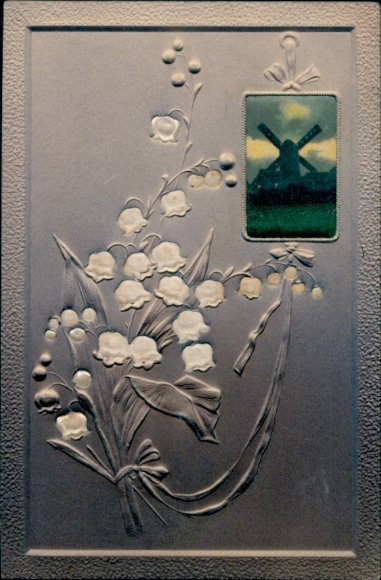 Material Ak Maiglöckchen, Windmühle