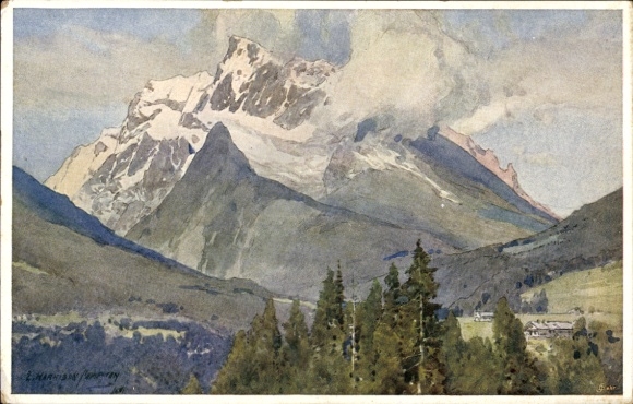 Künstler Ak Compton, Ramsau im Berchtesgadener Land Oberbayern, Hochkalter