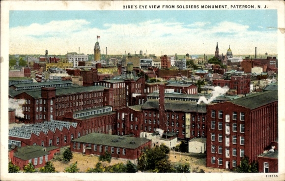 PC Paterson New Jersey USA, Bird's eye View from Soldiers Monument