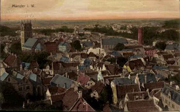Ak Münster in Westfalen, Blick über die Stadt, Kirche