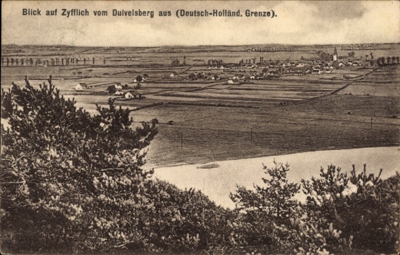 Ak Zyfflich Kranenburg am Niederrhein, Gesamtansicht, Deutsch Holländische Grenze