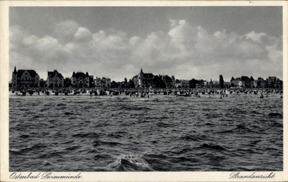 Ak Świnoujście Swinemünde Pommern, Strandansicht