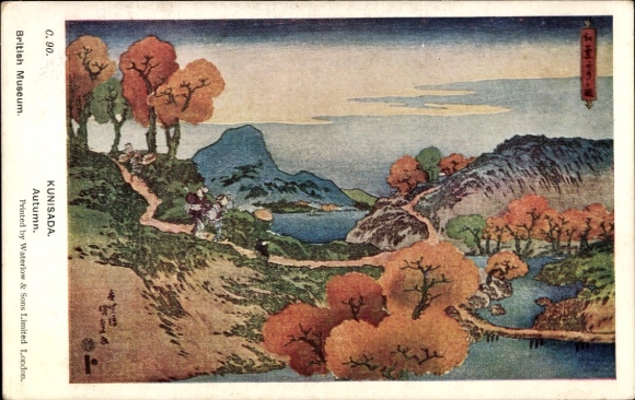 Künstler Ak Utagawa Kunisada, Herbst, Landschaftsmotiv