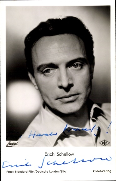 Ak Schauspieler Erich Schellow in Drei vom Variete, Portrait, Autogramm