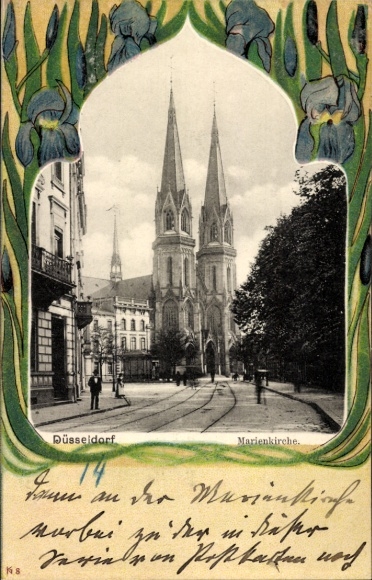 Passepartout Ak Düsseldorf am Rhein, Marienkirche