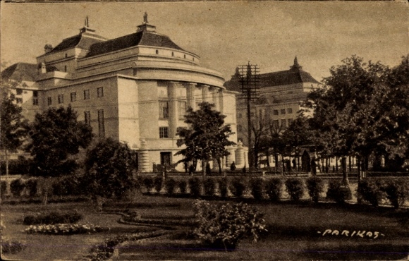 Ak Tallinn Reval Estland, Estnisches Theater,  Park, Bäume, Blumenbeete