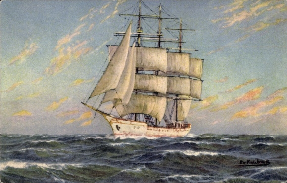 Künstler Ak Seepanorama, Segelschiff