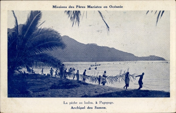 Ak Ile de Tutuila Samoa, Mission des Peres maristes en Oceanie, La peche au lauloa a Pagopago