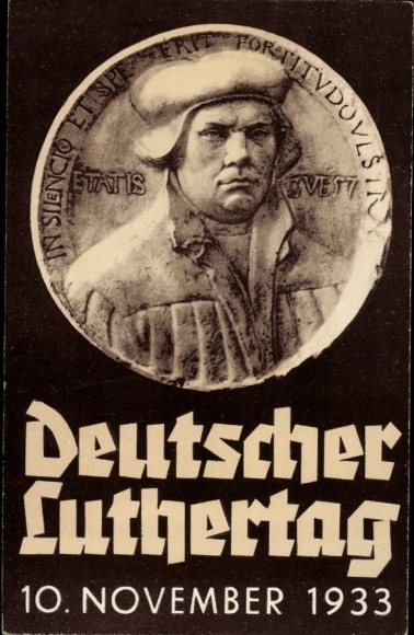 Ak Deutscher Luthertag 10 November 1933, Reformator Martin Luther, Portrait