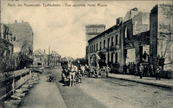 Ak Tschernyschewskoje Eydtkuhnen Eydtkau Ostpreußen, Hotel Russie, Kriegszerstörung I. WK