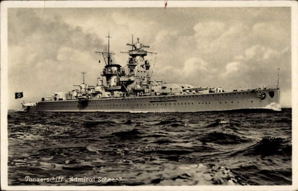 Ak Deutsches Kriegsschiff, Admiral Scheer, Panzerschiff, Kriegsmarine