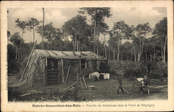 CPA Sainte Geneviève des Bois Essonne, Famille de bûcherons dans la Forêt de Séquigny