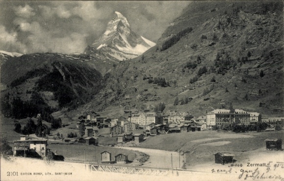 Ak Zermatt Kanton Wallis Schweiz,  Matterhorn, Berglandschaft,  von 1902