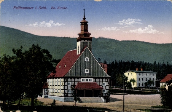 Ak Kuźnice Świdnickie Fellhammer Boguszów Gorce Gottesberg Rothenbach Schlesien, Ev. Kirche