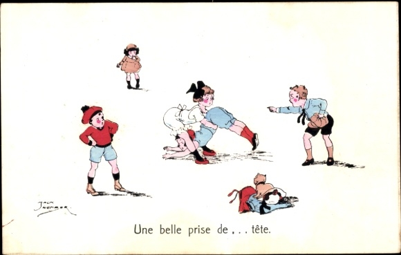 Künstler Ak Kinder beim Spielen, Verärgerter Junge