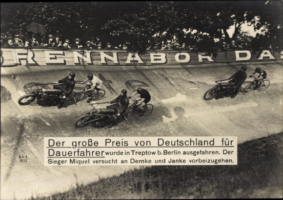 Ak Berlin Treptow, Großer Preis von Deutschland für Dauerfahrer, Miquel, Deke, Janke, Steherrennen