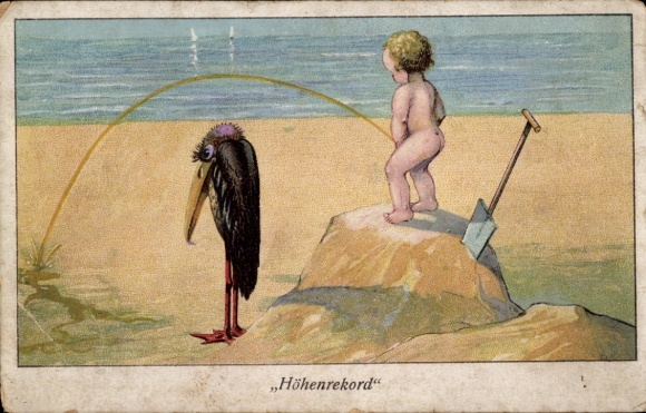 Ak Höhenrekord, Pinkelnder Junge, Strand