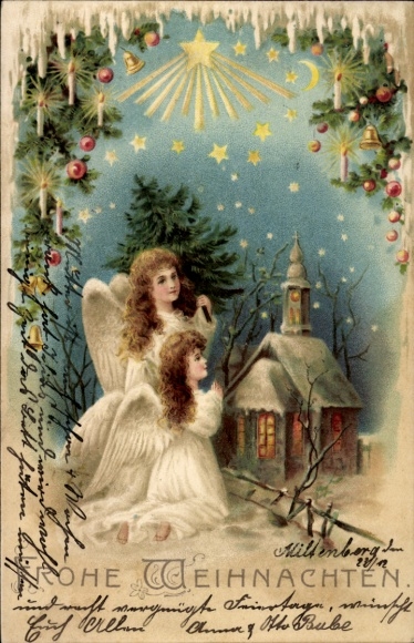 Ak Frohe Weihnachten, Engel