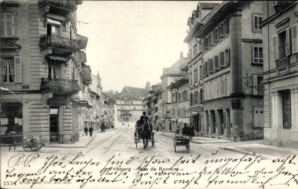 CPA Fribourg Freiburg Stadt Schweiz, Rue de Romont