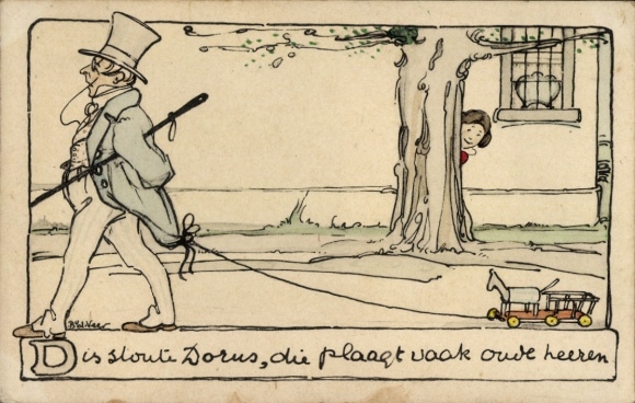 Künstler Ak Dis stoute Dorus, die plaagt vaak oude heeren