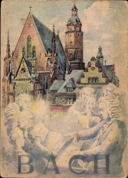 Künstler Ak Leipzig, Erste Leipziger Friedensmesse 1947, Komponist Johann Sebastian Bach