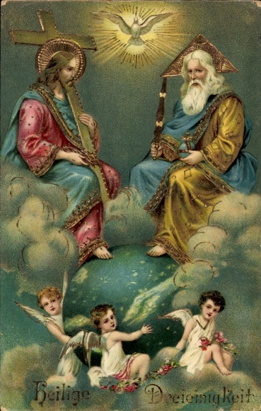 Ak La Sainte Trinité, Gott, Jesus, Heiliger Geist, Engel