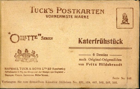 6 Künstler AK Katerfrühstück, Oilette Serie von Fritz Hildebrandt