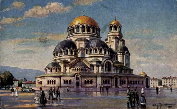Künstler Ak Moralt, Willy, Sofia Bulgarien, Kathedrale, Dr. von Radoslavoff, Kolonialkriegerdank