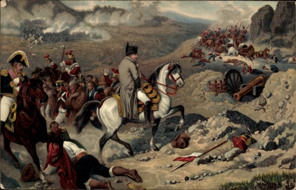 Künstler Ak Bellange, H., Napoleon Bonaparte, Kaiser Napoleon I., Schlacht bei Somo Sierra