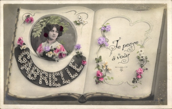 Buchstaben Ak Vorname Gabrielle, Frauenportrait