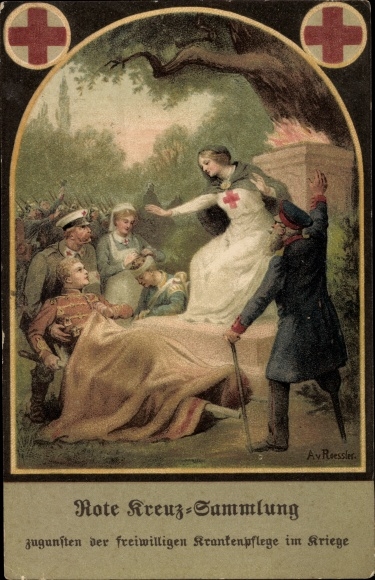 Künstler Ak Roessler, A. v., Rote Kreuz Sammlung, freiwillige Krankenpflege im Kriege