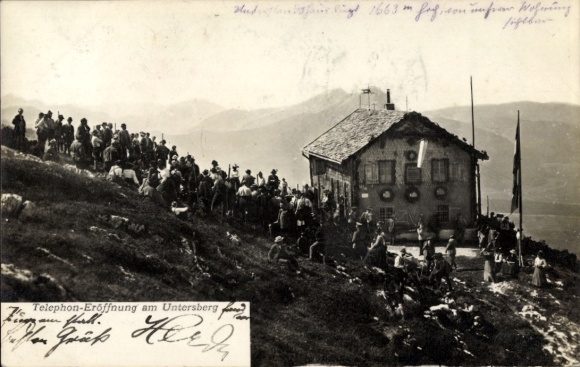 Ak Bischofswiesen in Oberbayern, Untersberg bei Salzburg, Telephon-Eröffnung