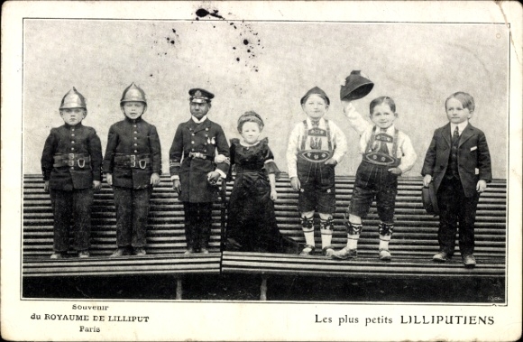 Ak Paris, Königreich Liliput, Verkleidete Liliputaner