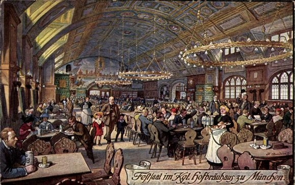 Künstler Ak Quidenus, F., München Bayern, Festsaal im königlichen Hofbräuhaus