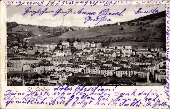 Ak St. Gallen Stadt Schweiz,  Stadtansicht, Fotograf E. Goetz, Grüße