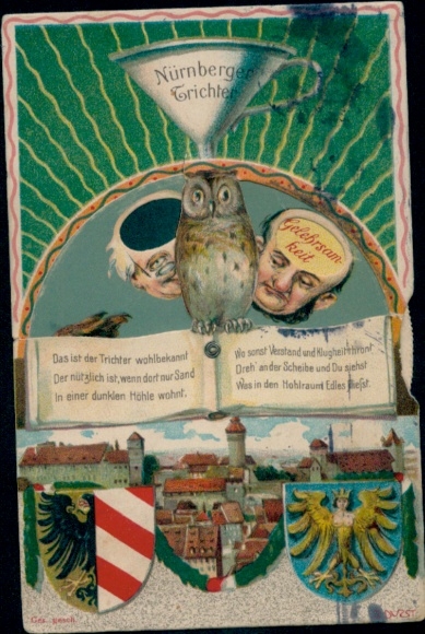 Mechanische Wappen Ak Nürnberg in Mittelfranken, Nürnberger Trichter