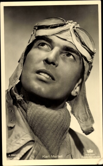 Ak Schauspieler Karl Martell, Portrait, Fliegerkappe, Fliegerbrille