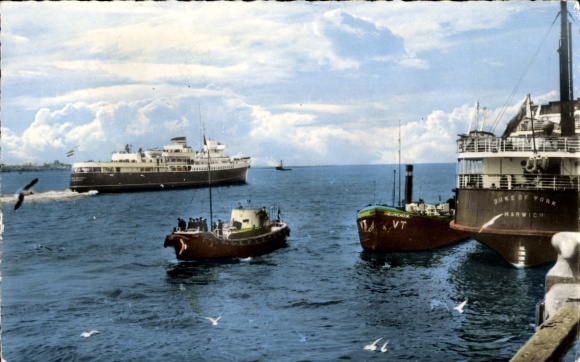 Ak Hoek van Holland, De Nieuwe Waterweg, Schiffe