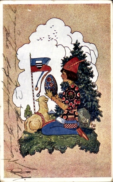 Künstler Ak Glückwunsch Ostern, Osterei, Lamm