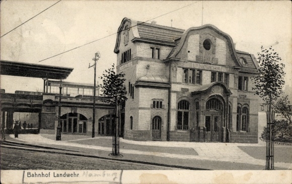 Ak Hamburg Bezirk Wandsbek Stadtteil Eilbek, Bahnhof Landwehr