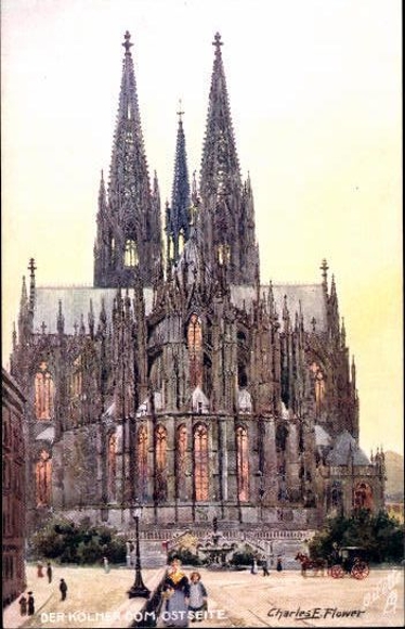 6 Künstler AK im Umschlag  Der Cölner Dom, Oilette Serie von Charles Flower