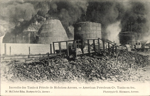 CPA Incendie des Tanks à Pétrole de Hoboken-Anvers