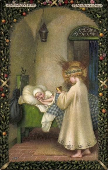 Ak Frohe Weihnachten, Engel am Kinderbett, Munk 1098