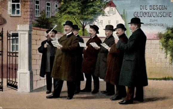 Ak Glückwunsch Namenstag, Singende Männer