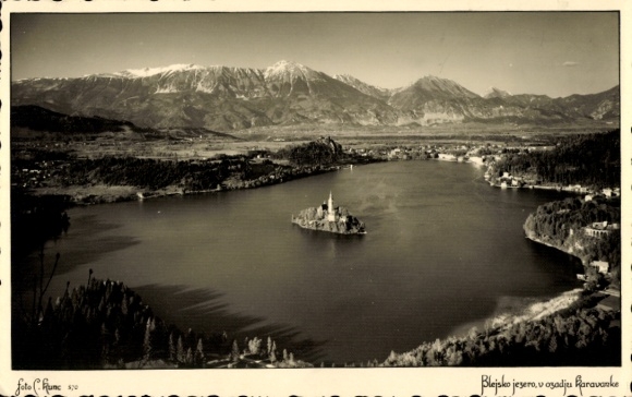 Ak Bled Veldes Slowenien, Blejsko jezero Bleder See, Insel Blejski Otok, Blick auf den  Insel mit