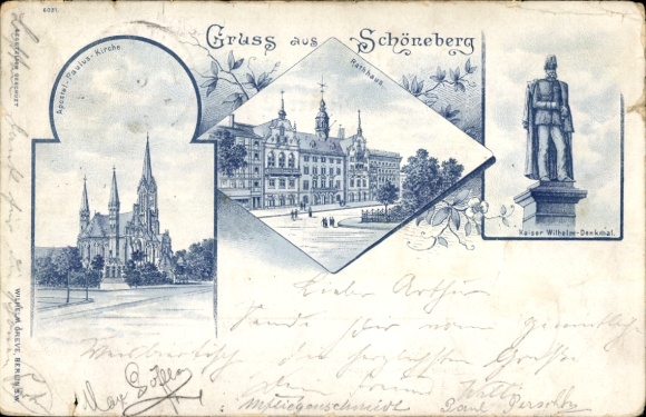 Ak Berlin Schöneberg, Kaiser-Wilhelm-Denkmal, Rathaus, Apostel-Paulus-Kirche
