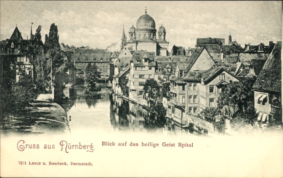 Judaika Ak Nürnberg in Mittelfranken, das heilige Geist Spital, Synagoge