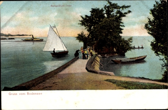 Ak Romanshorn Kanton Thurgau, Insel, Boote