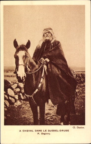 Ak Syrien, A Cheval dans le Djebel Druse, Reiter, Syrer